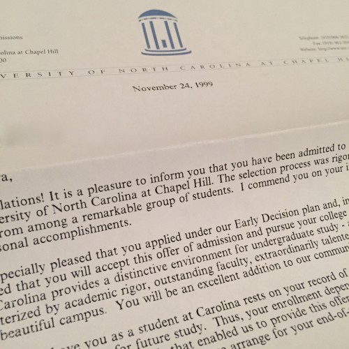 UNC acceptance letter